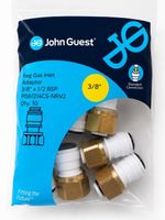 John Guest Keg Gas Inlet Adaptor 3/8" x 1/2" BSP Standard Conn Qty 10 . Beer