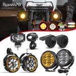 Pair Yellow White Motorcycle LED Spot Light Auxiliary Headlight Fog Driving Lamp