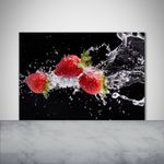 Tulup Kitchen Glass Splashback 100x70 Strawberries and water