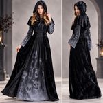 Women's Gothic Witch Halloween Costume Shawl Skirt Strap Vampire Fancy Dress