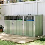 Large Triple Wheelie Bin Storage Metal Store Cover Garden Rubbish Dustbin 3 Shed