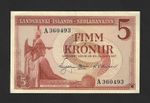 ICELAND 5  Fimm kronur 1957 Landsbanki Islands -Uncirculated Banknote  as photos