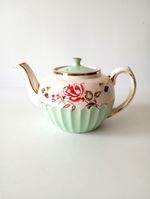 Vintage Decorated Tea Pot Porcelain Gold Trim Staffordshire Floral Rose Gift