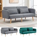 Convertible Sofa Bed, Fabric Sofa Couch with 2 Cushions for Living Room