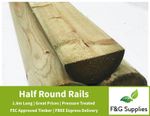 20 wooden fence rails half round fencing 1.8M (6ft) tall X 100mm (4'') Dia post