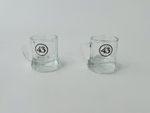 Set of 2 Licor 43 Glass Beer Mug Shot Glasses Heavy Clear Barware Collectible