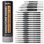 Nicpro 21PCS Miniature Paint Brushes, Drybrush Model Paint Brush Set for Acrylic