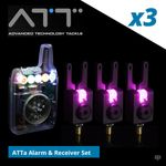 Gardner ATTa Underlit Bite Alarms & V2 ATTx Receiver Set of 3 - Carp Fishing Kit