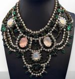 Signed Bijoux Vintage Statement Necklace & Earrings | Multicolor Crystal