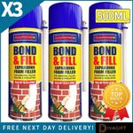 3 x EXPANDING FOAM 500ML BOND & FILL SEALING INSULATING GAP FILLER SPRAY FILLER