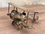Airplane solid brass WW1 trench art scratch built bi-plane