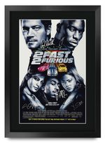 2 Fast 2 Furious Movie Poster Signed Printed Autograph A3 Framed Memorabilia