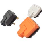 13A Heavy Duty Rubber Permaplug UK 3 Pin Mains Plug Black White Orange