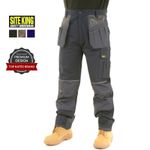 Mens Heavy Duty Knee Pad Pockets Combat Work Trousers - SITE KING HOLSTER POCKET