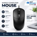 Wired Mouse For PC Laptop Computer Wheel-Black USB Optical Wired Mouse Scroll