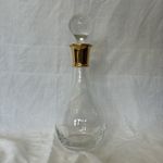 Carrs of Sheffield Crystal Glass Decanter with Sterling Silver 925 Gold Collar