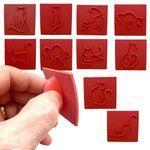 POTT'R 10x Cat Character Clay Pottery Stamp Set -Curved Profile For Easy Release