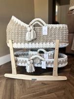 Crochet Moses Basket Set Mattresses & Stand Made to Order - Knit Loop Stitch