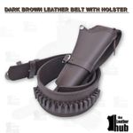 Holster Belt Cowboy Style Gun Revolver Single Plain Brown Leather High Quality