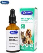 JOHNSONS VETERINARY ANTISEPTIC EAR DROPS FOR PET DOGS CATS SMALL ANIMALS 50ML