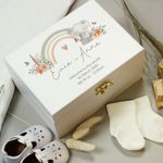 Personalised Elephant Wooden Keepsake Box I Baby Christening