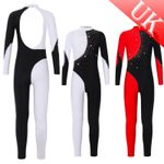 UK Girl Full Body Unitard Gymnastics Leotard Catsuit Jumpsuit Bodysuit Dancewear