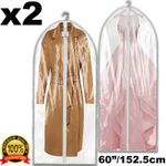 2x 60" Long Dress Bags Clothes Suit Covers Storage Travel Garment Bag Zip Cover