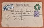 JUDAICA GB 1945 FORCED STATIONERY REGISTERE COVER PALESTINE KGVI FIELD POST WWII