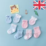4 Pair Cotton Socks Gloves Newborn Baby Boy Girl Anti Scratch Soft Mittens