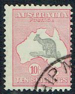 AUSTRALIA 1932 Roo 10s grey and pink fine - 46601