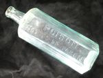 Poison Bottle Aquamarine Clear Pressed Glass Bottle Medium Size