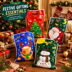 10/20/50 Christmas Gift Bags Santa Reindeer Snowman Xmas Party Treat Bags