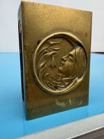 VINTAGE Art  Nouveau Lady BRASS MATCHBOX HOLDER Large