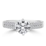 1.30 Ct Lab Grown Diamond Engagement Ring 18K White Gold Solitaire Size 6, 7, 8