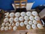 31 Piece WEDGWOOD Appledore Bone China Dishes Plates, Cups, Saucers & Gravy Boat
