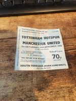 Manchester United Ticket STUB 1975/76 AWAY AT TOTTENHAM HOTSPUR BLUE TICKET