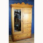 A Victorian Ash Mirror Fronted Single Door Compactum Wardrobe