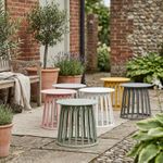 Plastic Garden Side Table Round Outdoor Coffee Table All Weather Patio End