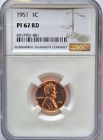 1951-P   NGC Proof-67   Red   Intensely Lustrous   Lincoln Cent   #399
