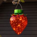 20cm Solar Strawberry LED Red & Green Decorative Novelty Hanging Outdoor Lantern