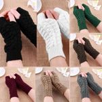 Thermal Fingerless Gloves Winter Knitted Wrist Hand Warmer Half Finger Mittens