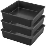 3pc Carbon Steel Square Baking Trays 20cm Non-Stick Oven Cake Tins Black Set
