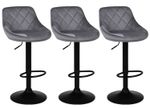 3 X GREY Velvet Bar stools , set of 3,   Matt Black Metal, SWIVEL,