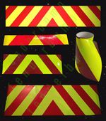 Rear Chevrons Red Reflective/HiViz Yellow Self Adhesive OR Magnetic vehicle sign