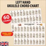 Ukulele Chord Chart LEFT HAND EDITION 60 Chords Double Sided Laminated