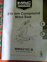 Mac Allister 210mm Corded Compound Mitre Saw 240V MMIS210C-B Laser Kit
