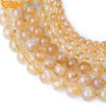 Natural Light Yellow Citrine Gemstone Loose Beads For Jewelry Making Strand 15"