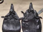 Siamese Alligator Crocodile Skin Leather Hide Exotic Soft Pelt DIY Craft Black