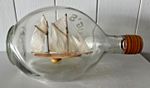 Ship In A Bottle- Hand Made two masted schooner In A Dimple Haige Whiskey Bottle