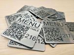 Custom QR Code 50mm Square Laser Engraved Tags, Pub Menu, Restaurant